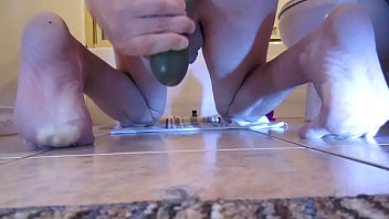 Preview 3 of Artis Melaysia Sexy - MVI 1412.MOV RIDING HUGE PURPLE DILDO &amp_ CUCUMBER