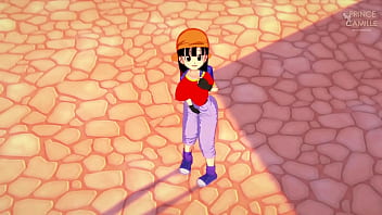 Preview 1 of Big Fiar - Pan Teen Petite fingering hairy pussy - Dragon Ball GT