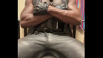 Preview 3 of Indian Karala Sex Oes - Black Leather Muscle Tit Pump &amp_ Play Preview