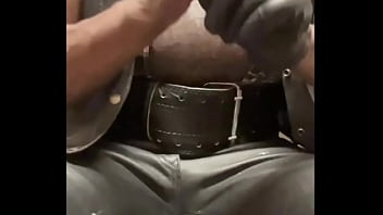 Preview 1 of Indian Karala Sex Oes - Black Leather Muscle Tit Pump &amp_ Play Preview