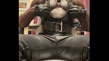 Preview 4 of Indian Karala Sex Oes - Black Leather Muscle Tit Pump &amp_ Play Preview