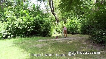 Preview 1 of Nin Aelee - Hungarian hottie deep throats in the public park