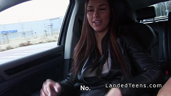 Preview 2 of 50 Year Old Mom Creampie - Beautiful busty Euro teen bangs in car pov