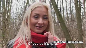 Preview 4 of Black Hoodd - Fucking hot blonde teen in forest