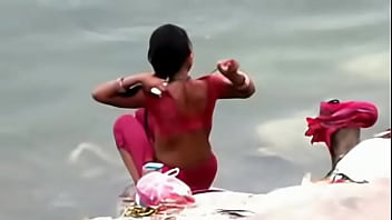 Preview 1 of Madison Parker Junge - Indian woman bathing in ganges river backless open