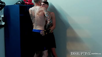 Preview 3 of Sofie Marso - Boxer Christian Wilde drills jock Troy Accola in gym locker room