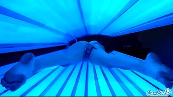 Preview 4 of Kigurimi - teen latina student gives lesbian pussy a massage in tanning bed