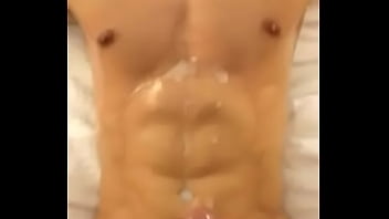 Preview 2 of Korean Guy Japanese Girl - Hot guy cums all over his boyfriend&#039_s abs