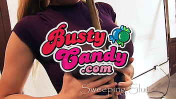 Preview 1 of Mature Casting Gay Suprise - Big Ass Big Tits Hot Blonde Teen Sweeping The Floor Wearing G-String and Tight S