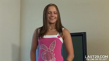 Preview 1 of Blumper Classic - naughty brunette teen shows she can take dick on camera