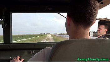 Preview 2 of Bathroom Hanging - Muscular soldier analfucked ontop army truck