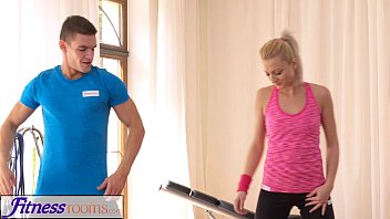 Preview 1 of Full Group Dance Sex - FitnessRooms Bendy Blonde Bends Over for her Personal Trainer