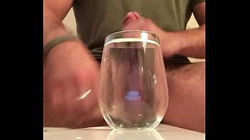 Preview 1 of Hindi Pron Side - Man cumming into a glass of water.  Imagine if it was your mouth.