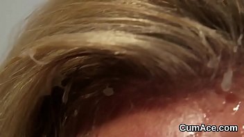 Preview 4 of Tug Boyfriend - Wicked looker gets cumshot on her face swallowing all the jizz