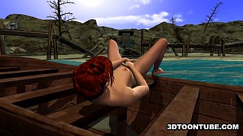 Preview 2 of Mal Cik Sendiri - Foxy 3D lesbian babe gets licked while on a boat