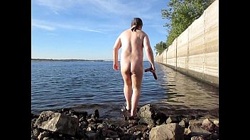 Preview 1 of Sex And Son Full Video - swim with a long 18 inch dildo 45cm deep in ass outdoor