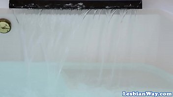 Preview 2 of Huge Tit Snuff - Les beauty scissoring in spa with babe
