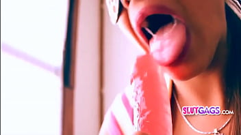 Preview 3 of Femdom Maryie Cruz - Dildo deep throating gag n drool play amazing body