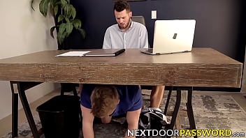 Preview 3 of Vergenxxxx - Threesome jock bareback sex party on the office table