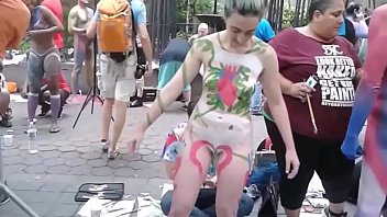 Preview 2 of Naughty America Lesbian Kiss - World Bodypainting Festival