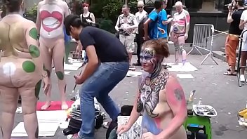 Preview 4 of Naughty America Lesbian Kiss - World Bodypainting Festival