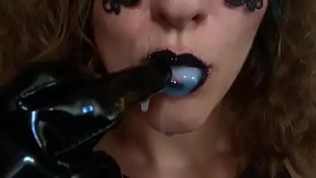 Preview 1 of Granny 3 Wa - Cum in my mouth latex gloves black lips SlowMo