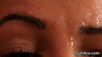 Preview 3 of Nena Viris - Slutty looker gets cum shot on her face swallowing all the charge