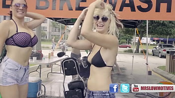 Preview 2 of Rape Outdoor Amateury - BIKINI BIKE WASH SUPER SLOW MOTION 1