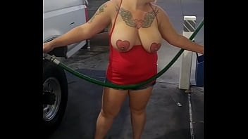 Preview 3 of Dp Partouze - Bbw flashing at fuel pump on Vimeo.MP4