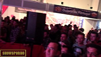Preview 1 of Liner Full Xxx - Hot blonde strip and blowjob on stage