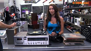 Preview 1 of Desi Cutie Bound - Busty babe sells her vinyl and slammed by pawn keeper