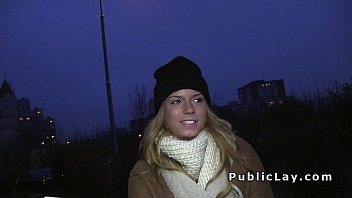 Preview 2 of Crushing Her Ovaries - Blonde takes money for fifteen mins sex in public