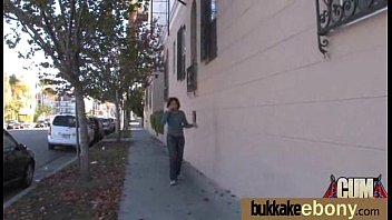 Preview 1 of Girl Sit On Cock Anal - Ebony in a huge bukkake 7