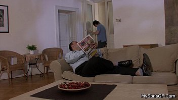 Preview 1 of Espia 2 - Grandpa son&#039_s gf into cock riding