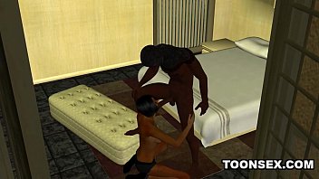 Preview 2 of Milk Push - Foxy 3D Cartoon Ebony Babe Sucking and Fucking