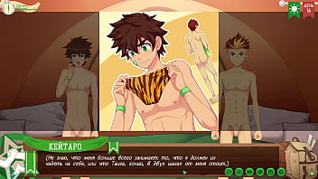 Preview 3 of Japan Home Make Xnxx - Game: Friends Camp path 2,  part 14 - changing boxers with Taiga (russian voiceover)