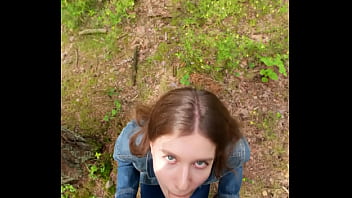 Preview 3 of Extra Small 4k - I went for a walk after fucking at home and decided to suck him off again and swallow cum outdoors