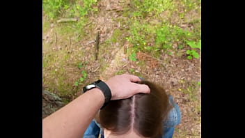 Preview 4 of Extra Small 4k - I went for a walk after fucking at home and decided to suck him off again and swallow cum outdoors