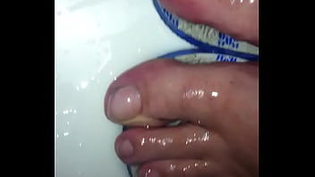 Preview 2 of Bettie Page Cam - Cum on oiled wet Feets