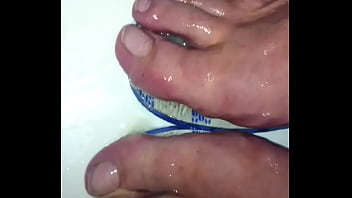 Preview 4 of Bettie Page Cam - Cum on oiled wet Feets