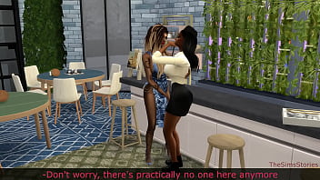 Preview 2 of Skinny Girl Rides - Lesbian picks up a bartender and fucks her hard in the club