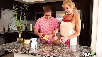 Preview 1 of Porno Animation Hd - GILFAF - 72 Year old Grandma Fucks Stud in Kitchen