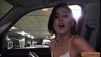 Preview 1 of Bhabi Sleeping Hidden - Skinny brunette teen Renee Roulette fucked in the car