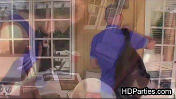 Preview 3 of Guy Hogtie - Virgin nerd sucked by three coeds