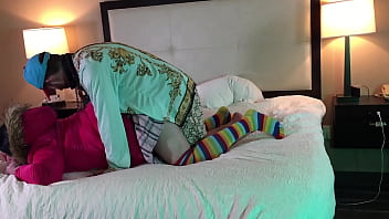 Preview 3 of Skinny Pantyhose Solo - Rapper Fucks Sexy Trans Woman Doggystyle Raw