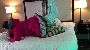Preview 1 of Skinny Pantyhose Solo - Rapper Fucks Sexy Trans Woman Doggystyle Raw