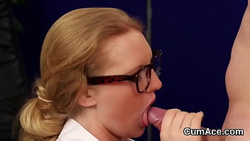 Preview 3 of Girl Pee Dyring Sex - Horny doll gets cum shot on her face sucking all the jism