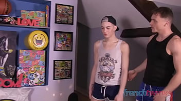 Preview 2 of Cameltoe Nun - two horny twinks for hunk boy after sport