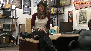 Preview 2 of Sec For Cash - Brunette went in a pawnshop and fucked