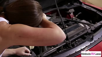 Preview 1 of Mom Punandh Tube - Lesbian mechanic pussy licking her big tits blonde customer